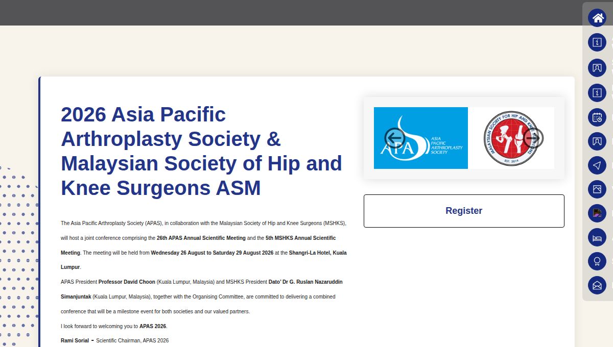 2026 Asia Pacific Arthroplasty Society & Malaysian Society of Hip and Knee Surgeons ASM