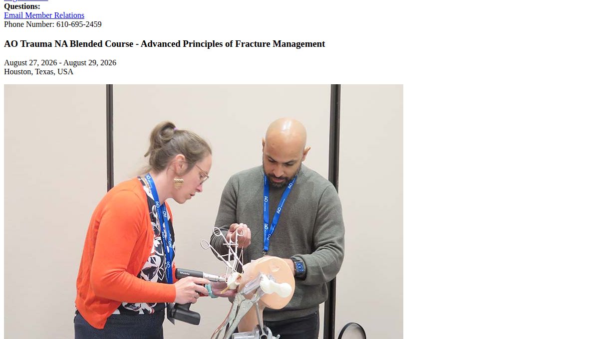 AO Trauma NA Blended Course – Advanced Principles of Fracture Management (Houston 2026)