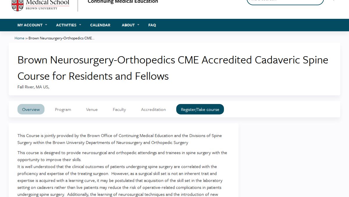 Brown Neurosurgery-Orthopedics CME Cadaveric Spine Course