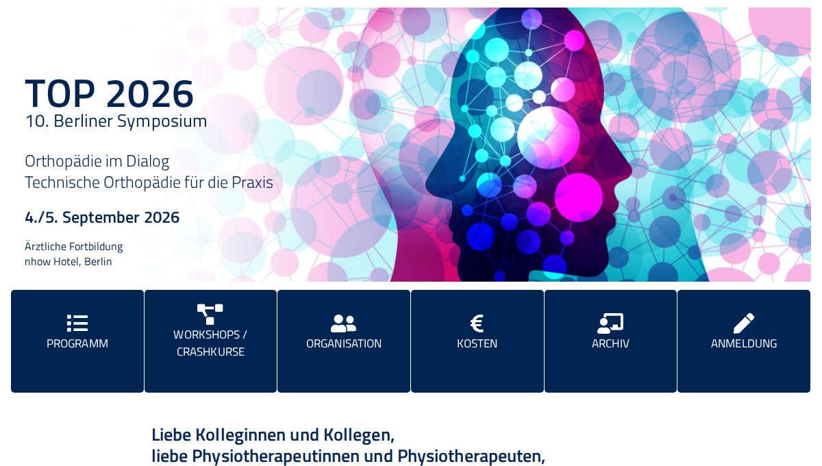 TOP 2026 - 10. Berliner Symposium Technische Orthopädie in der Praxis