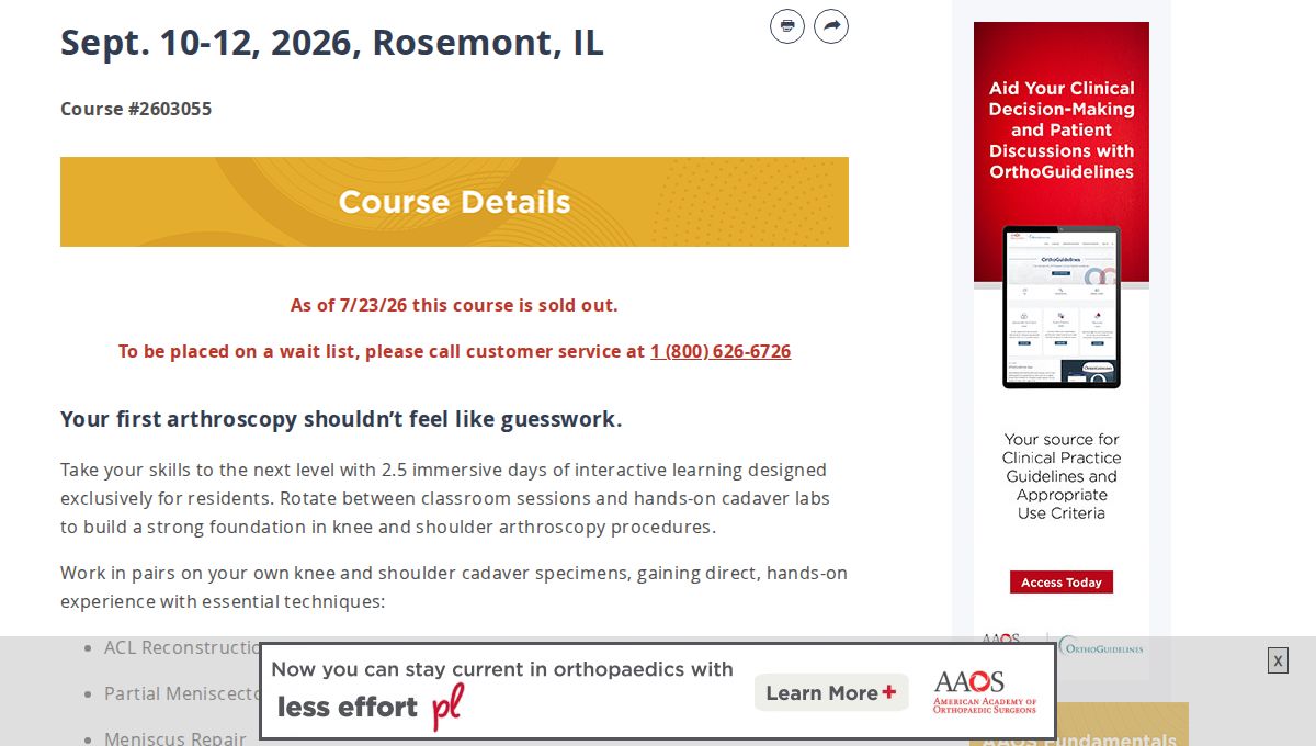 AAOS Fundamentals of Knee and Shoulder Arthroscopy for Residents
