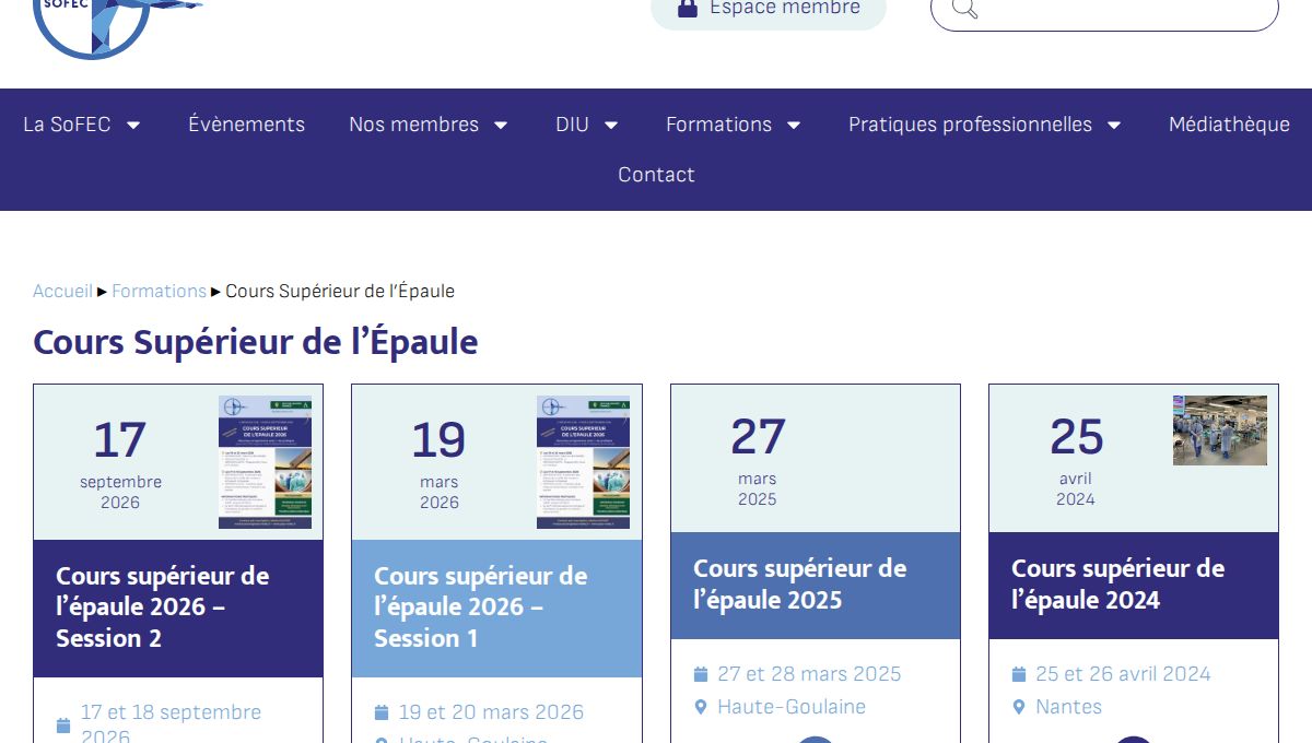Cours Supérieur de l’Épaule 2026 - Session 2