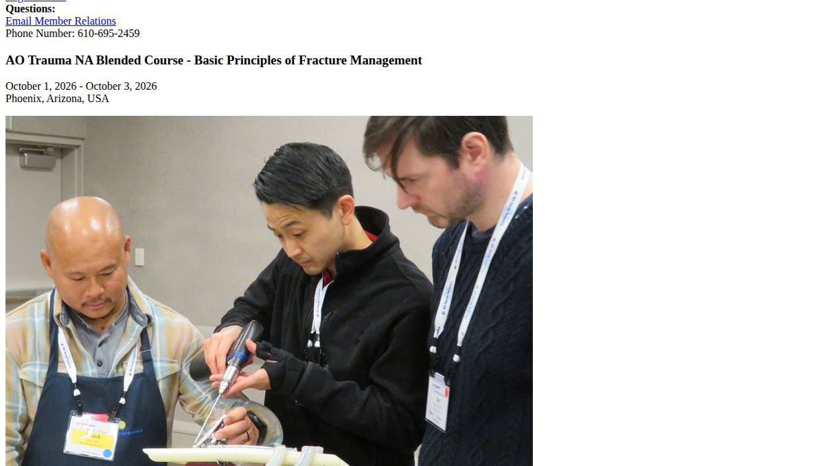 AO Trauma NA Blended Course – Basic Principles of Fracture Management