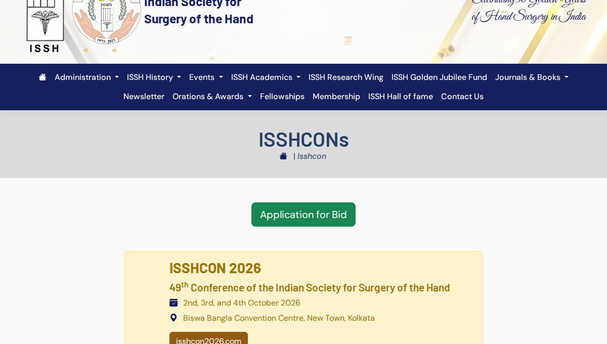 ISSHCON 2026 - 49th Conference of Indian Society for Surgery of the Hand