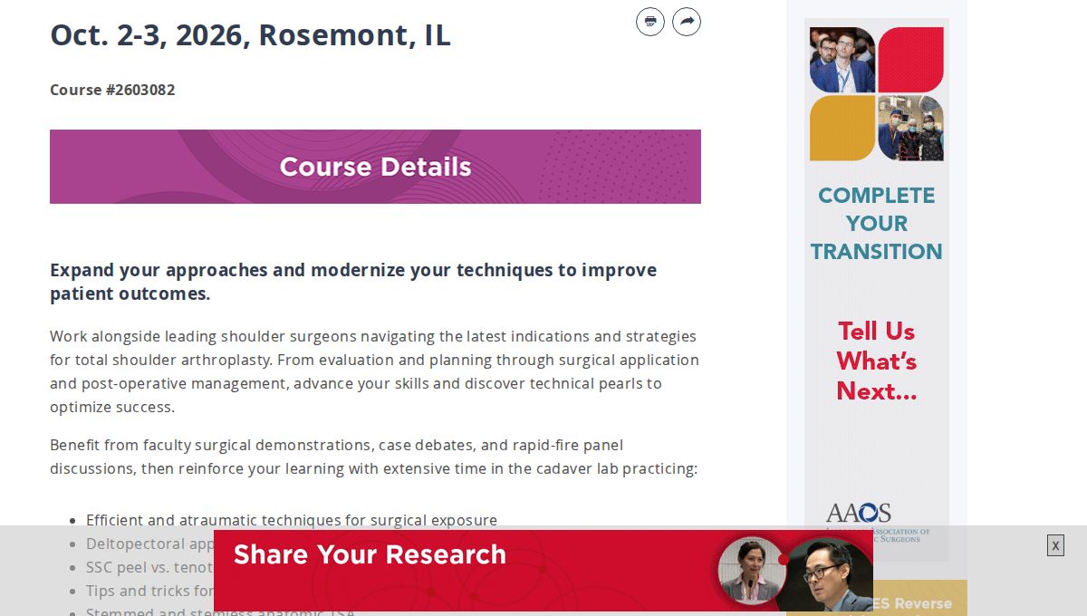 AAOS/ASES Reverse and Anatomic Total Shoulder Arthroplasty Course