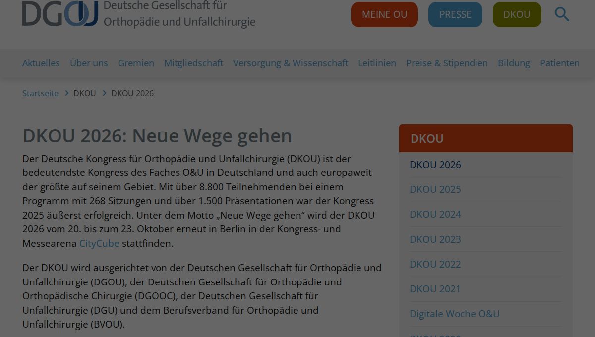 DKOU 2026 - Deutscher Kongress für Orthopädie und Unfallchirurgie