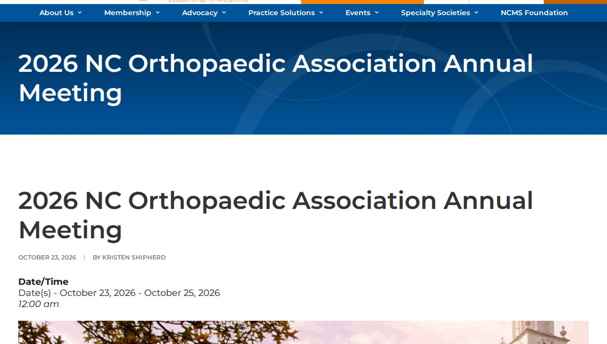 2026 NC Orthopaedic Association Annual Meeting