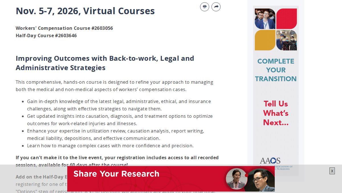 AAOS Half Day Expert Witness Course