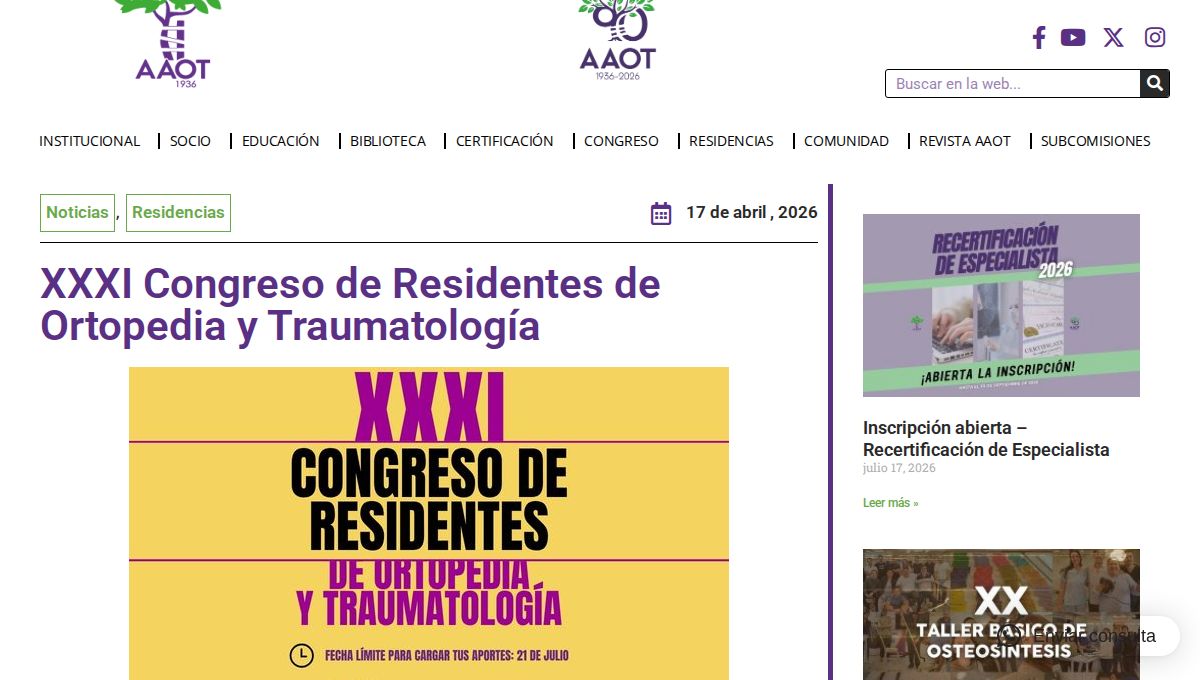XXXI Congreso de Residentes de Ortopedia y Traumatología