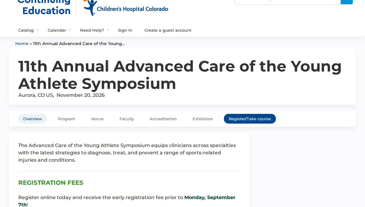 11th Annual Advanced Care of the Young Athlete Symposium
