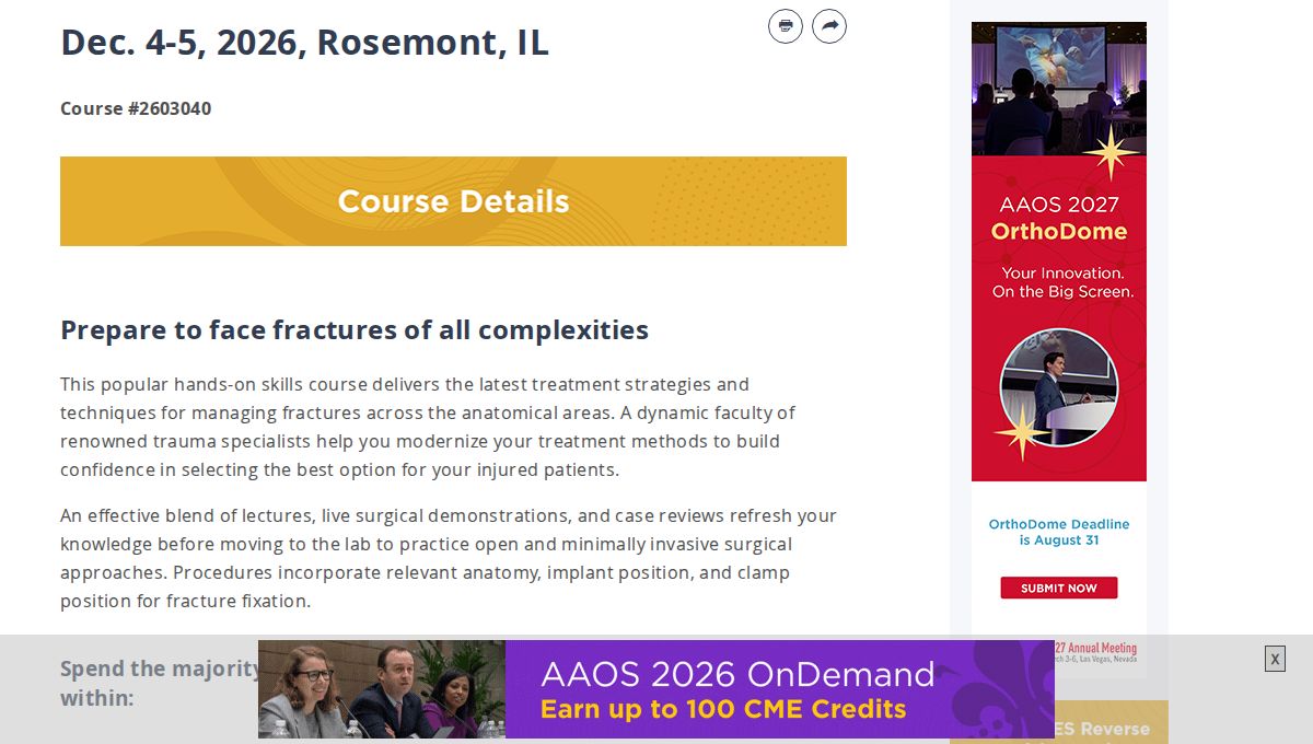 AAOS/OTA Orthopaedic Trauma Update in Tactics and Techniques