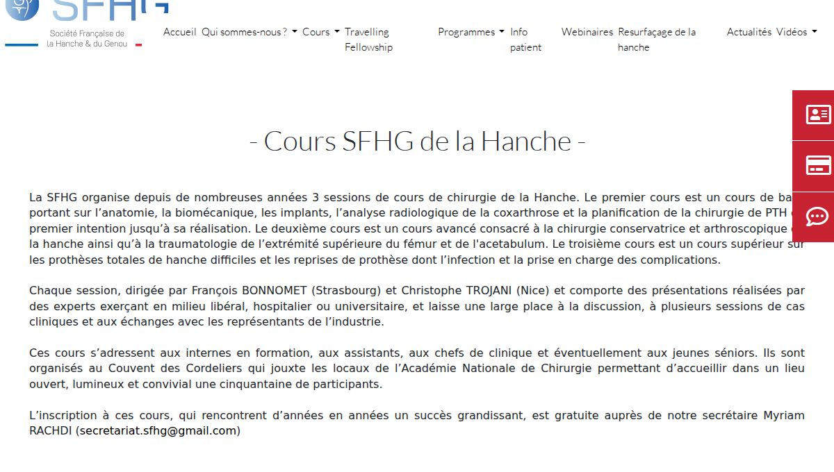 Cours SFHG Hanche Genou