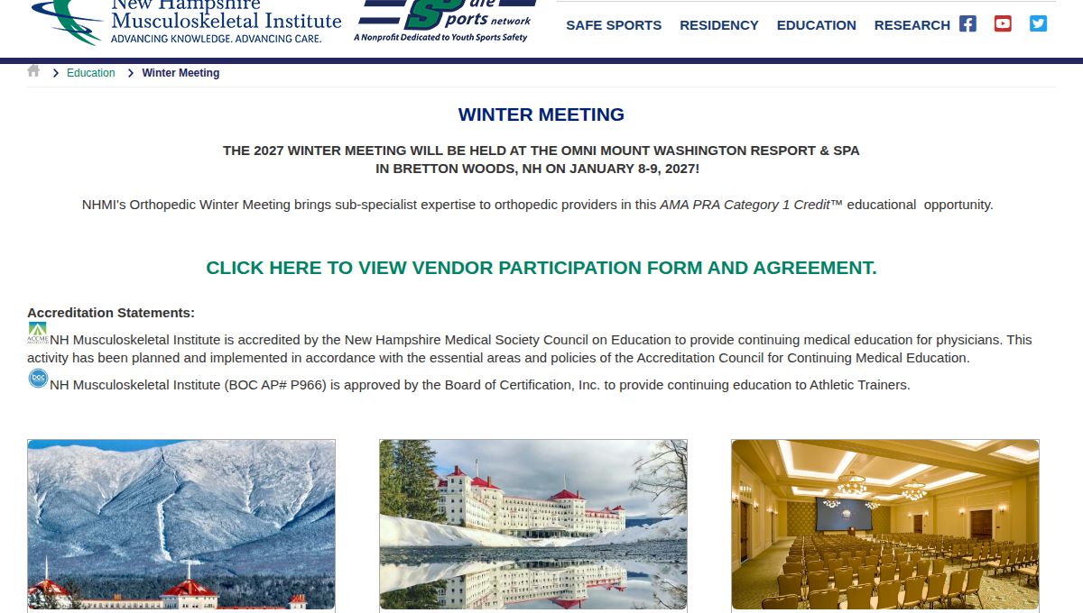 NHMI Orthopedic Winter Meeting 2027