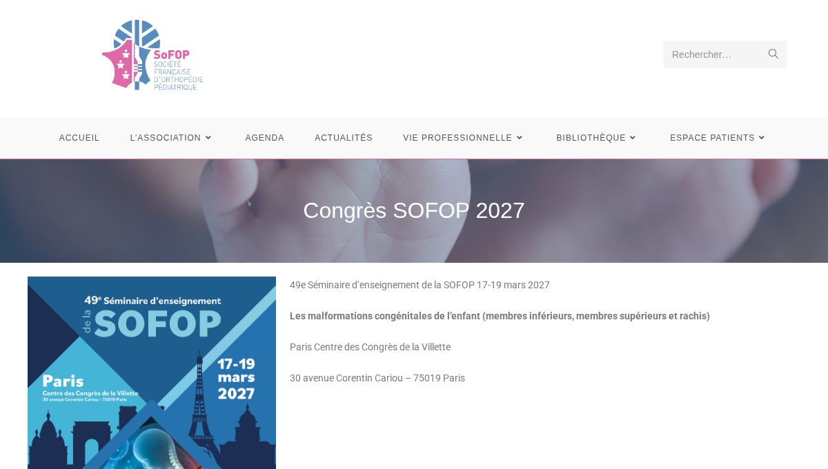 49e Séminaire d’enseignement de la SoFOP - Les malformations congénitales de l’enfant