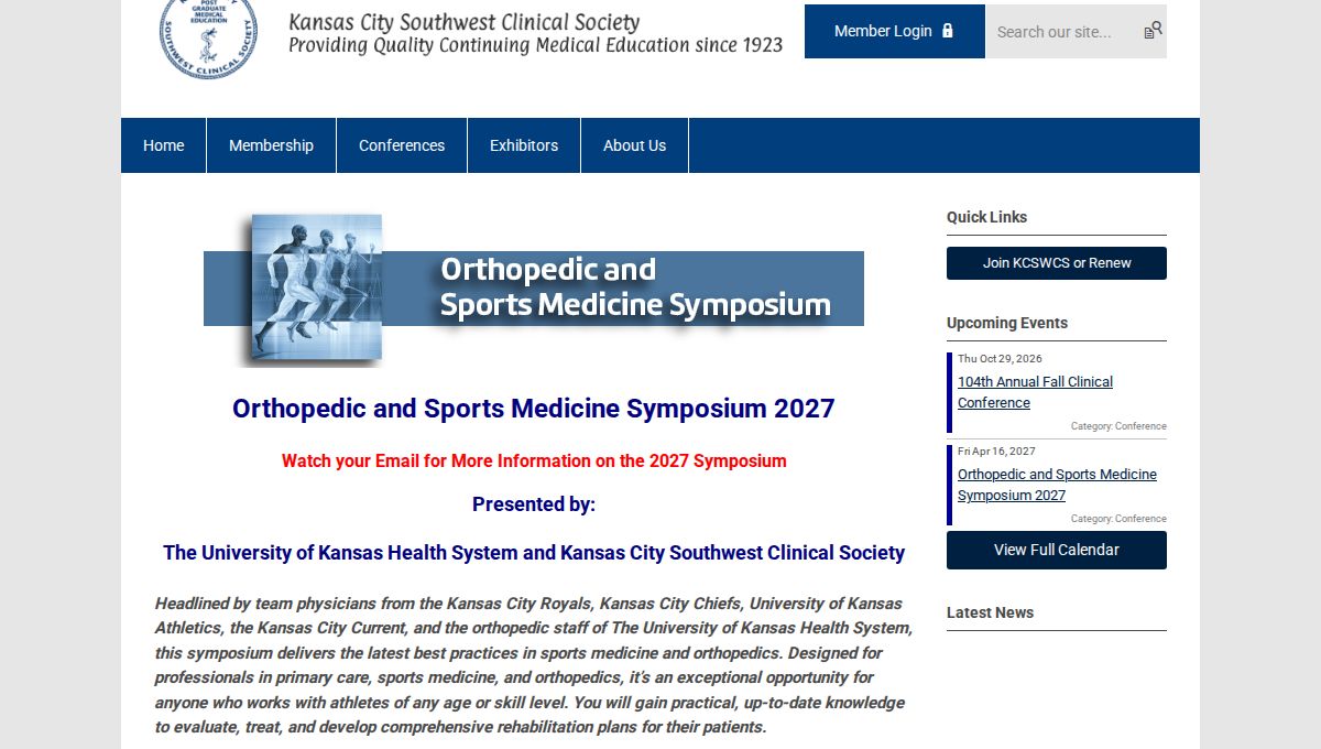 KU Health System / KCSWCS Orthopedic and Sports Medicine Symposium 2027