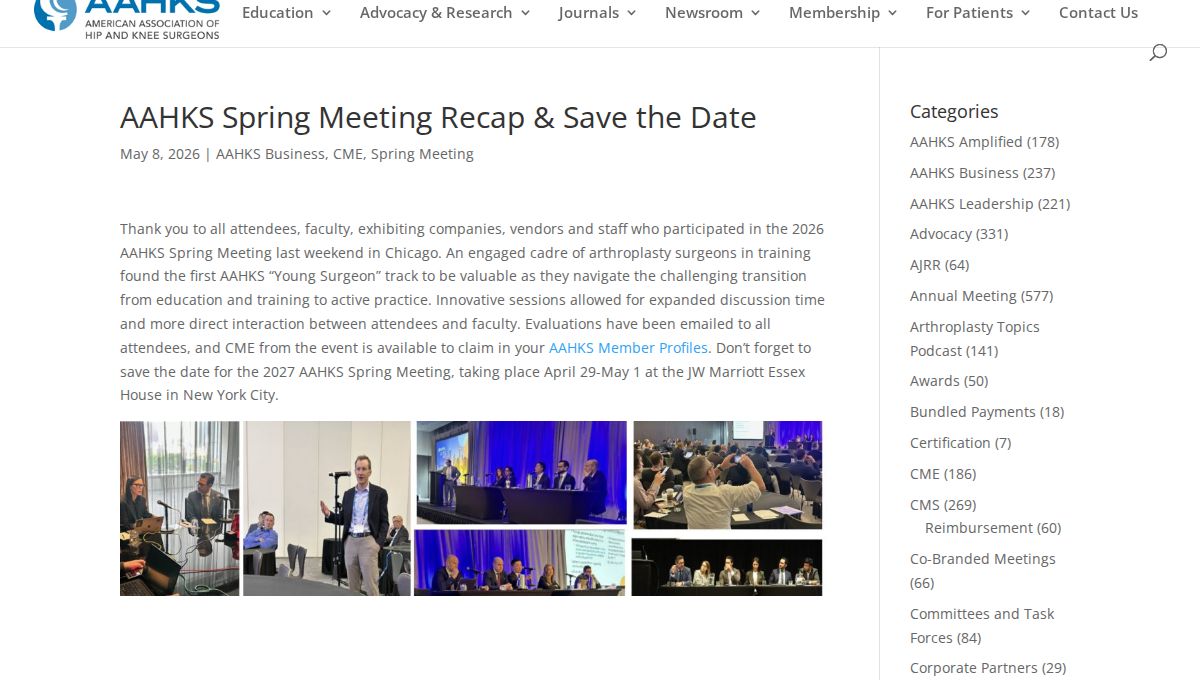2027 AAHKS Spring Meeting