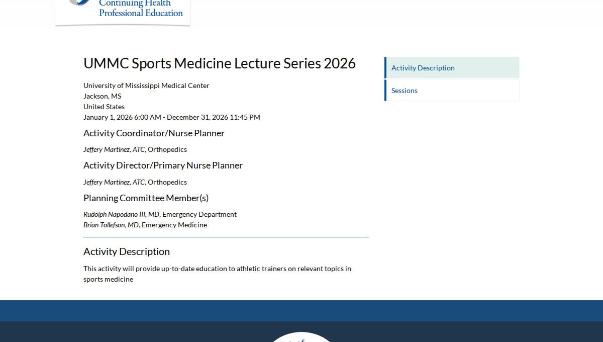 UMMC Sports Medicine Lecture Series 2026