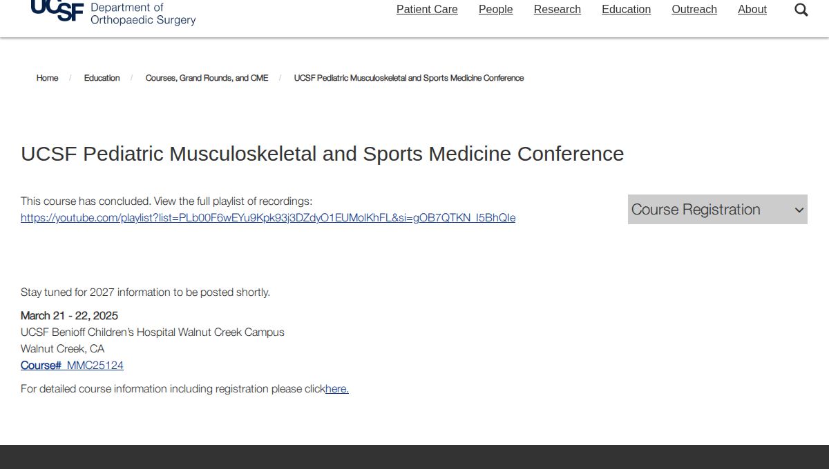 UCSF Pediatric Musculoskeletal and Sports Medicine Conference 2026