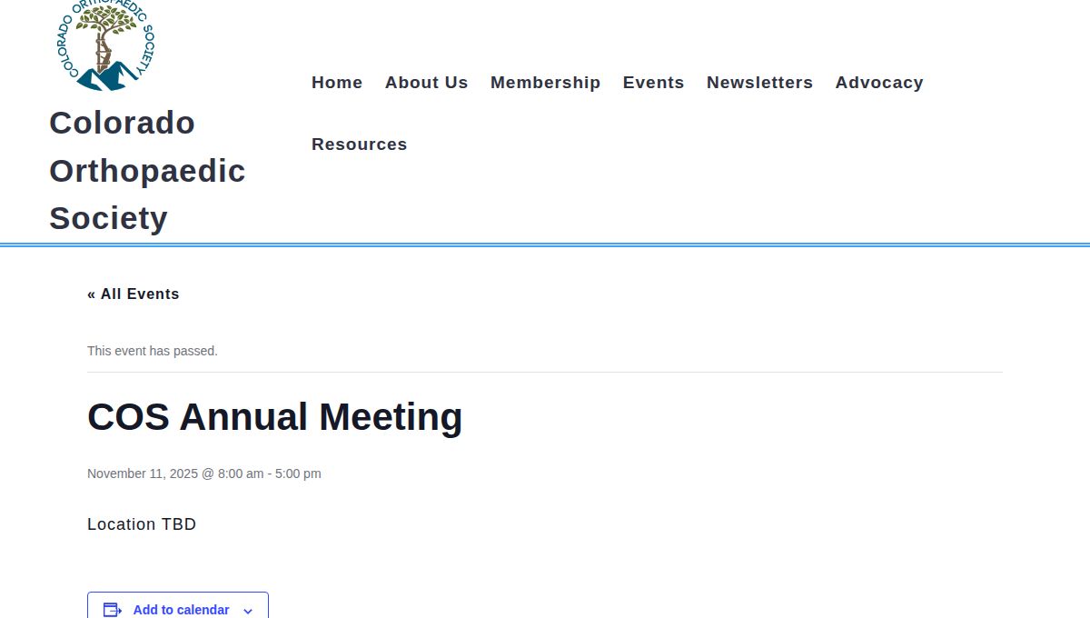 Colorado Orthopaedic Society (COS) Annual Meeting 2026