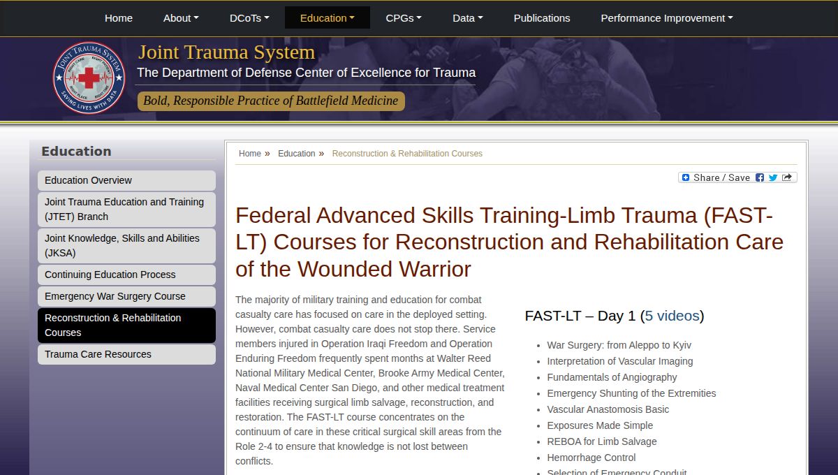 FAST-LT (Federal Advanced Skills Training – Limb Trauma) 2026