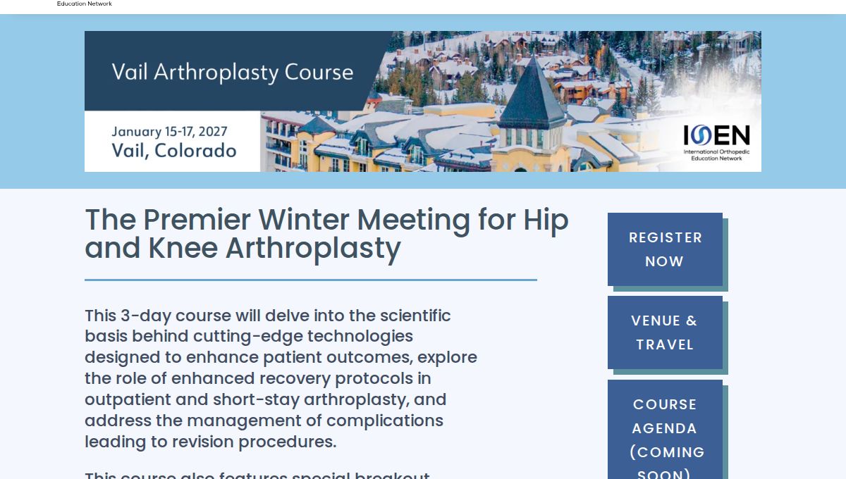 IOEN 19th Annual Joint Replacement Fellows Symposium 2027