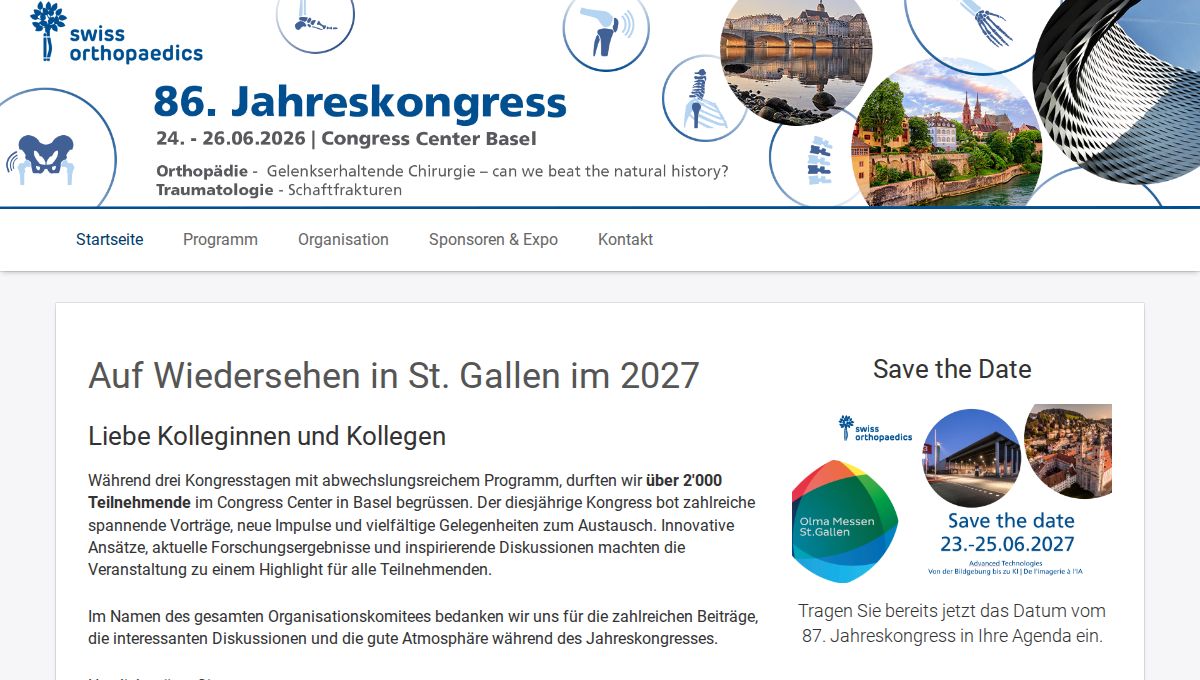 87. Jahrestagung swiss orthopaedics 2027
