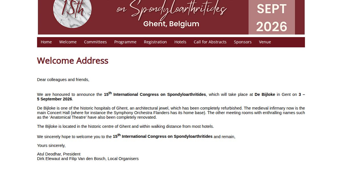 16th International Congress on Spondyloarthritides 2027