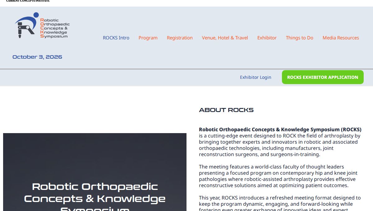 ROCKS – Robotic Orthopaedic Concepts & Knowledge Symposium (4th Annual – Cleveland Clinic, dates TBD 2027)
