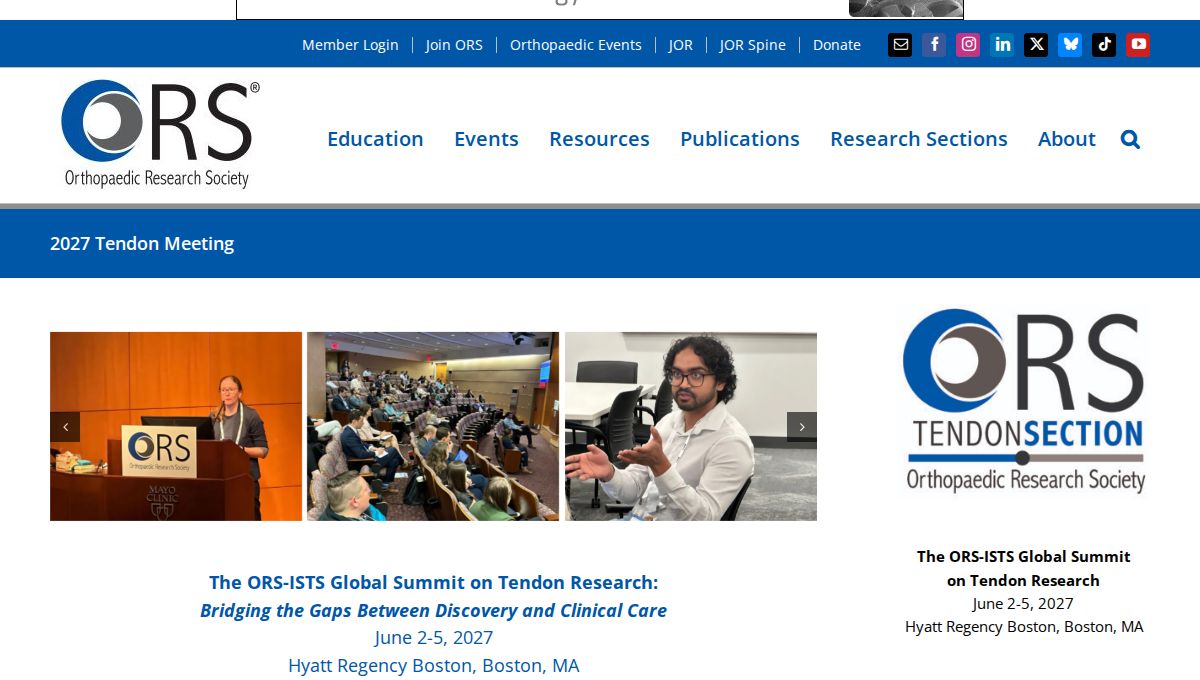 The ORS-ISTS Global Summit on Tendon Research