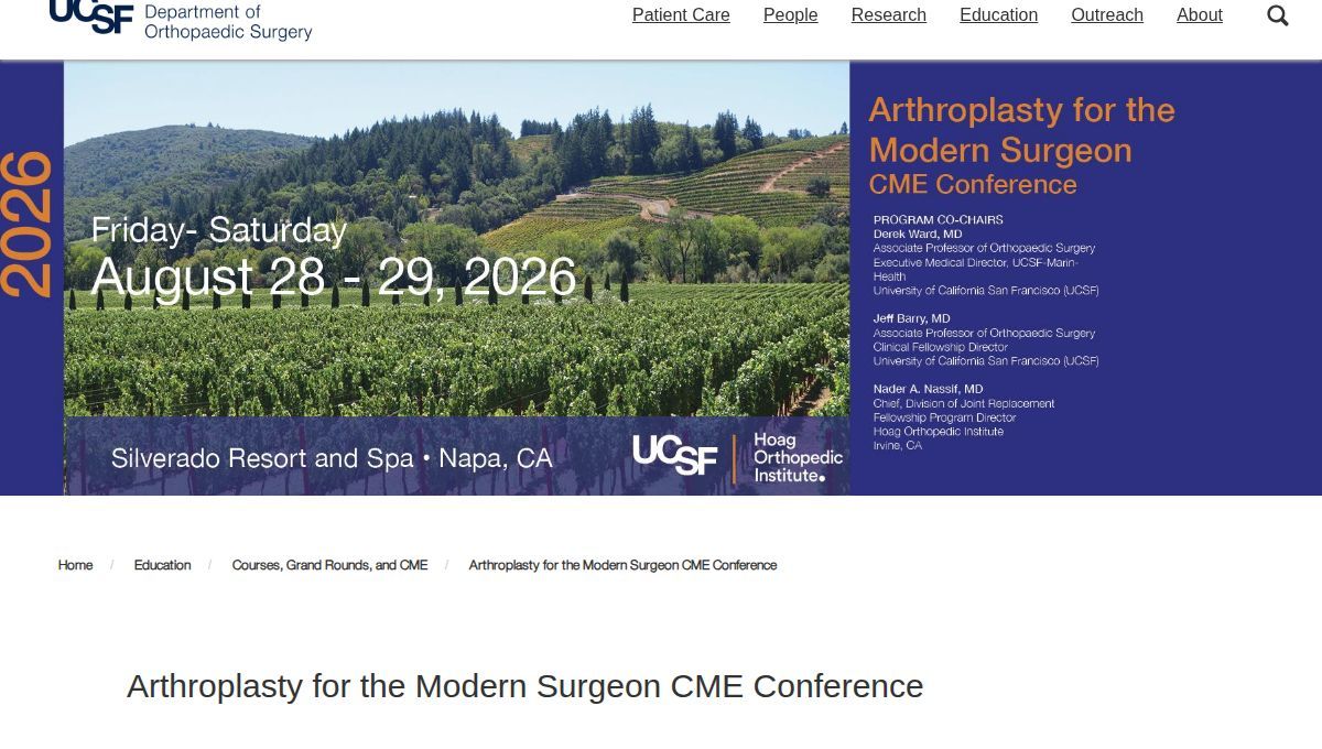 UCSF Arthroplasty for the Modern Surgeon CME Conference 2026
