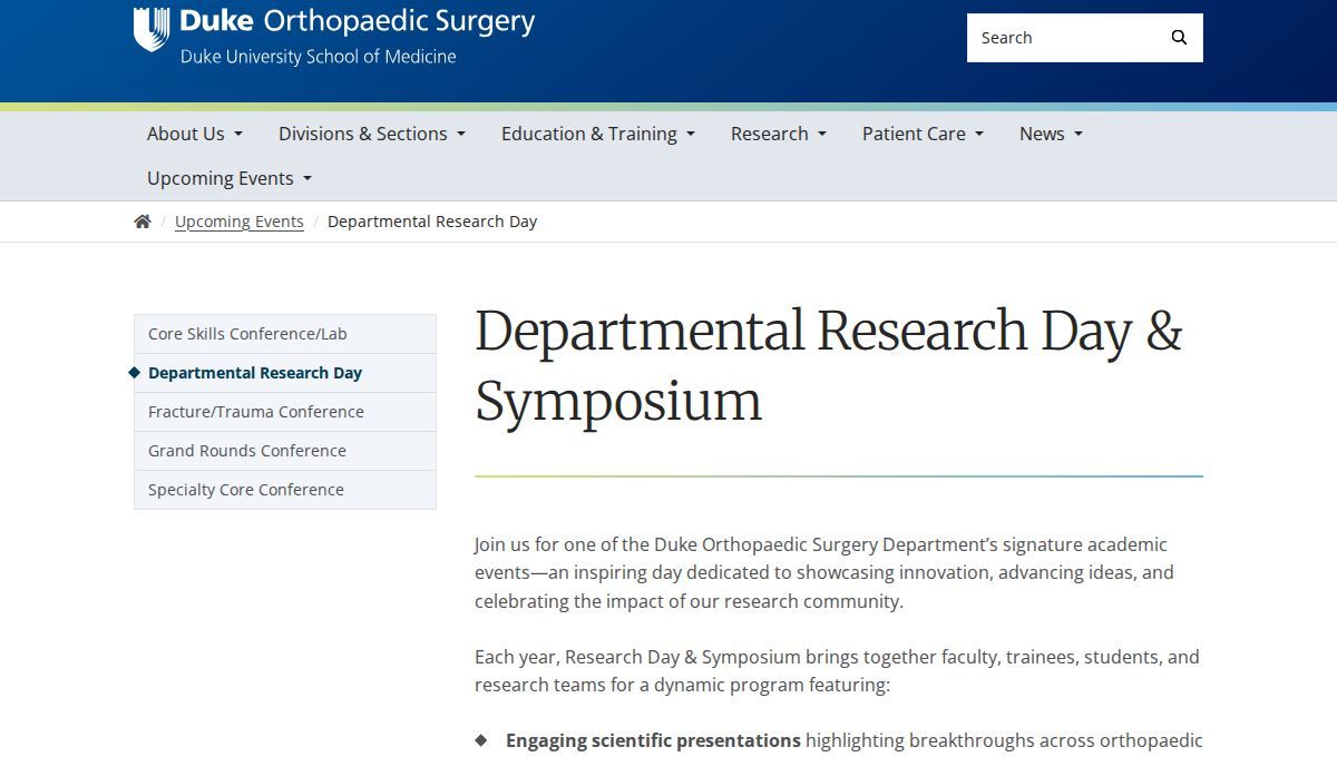 Duke Orthopaedic Surgery Departmental Research Day & Symposium 2026