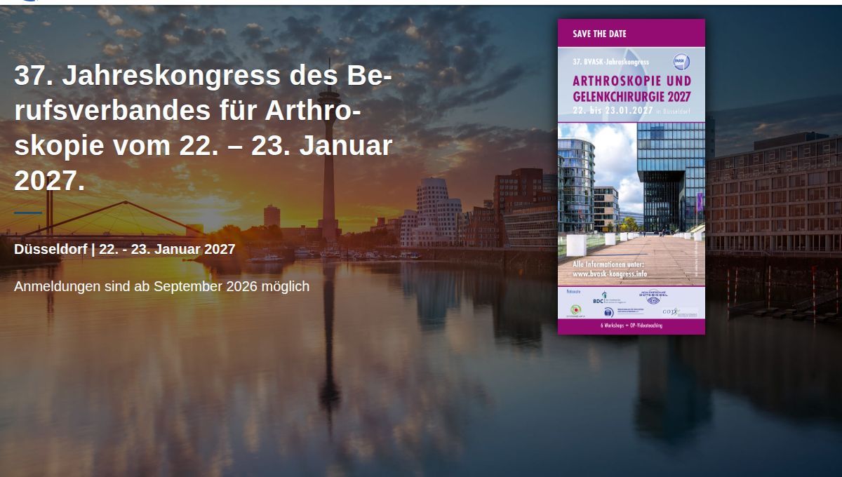 37. BVASK-Jahreskongress - Arthroskopie und Gelenkchirurgie 2027