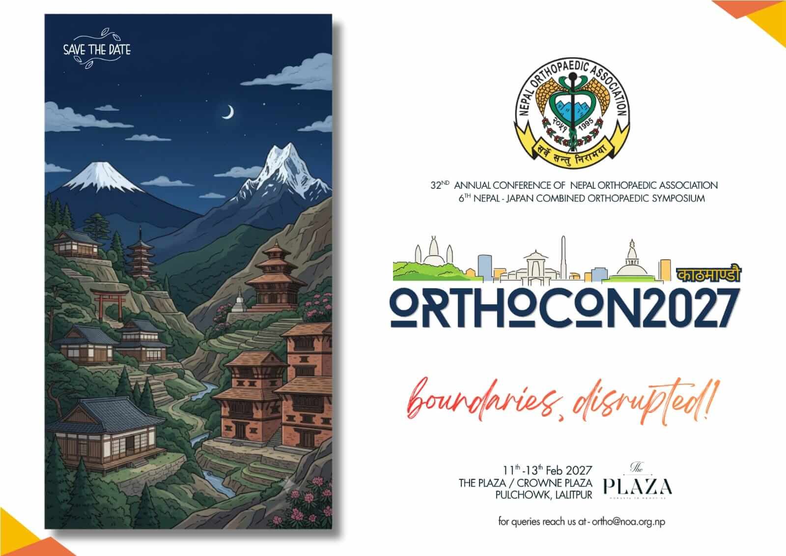 ORTHOCON 2027 - 32nd Annual Conference NOA & 6th Nepal-Japan Orthopaedic Symposium